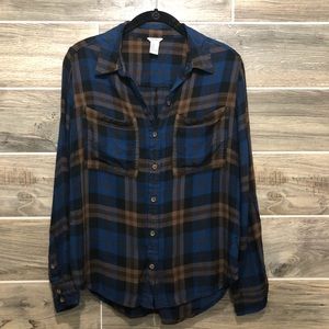 Forever 21 Button Up Blue Plaid Flannel